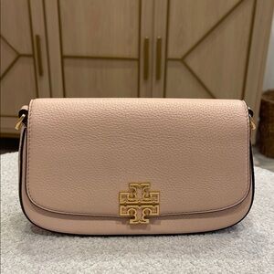 Tory Burch Pink Leather Crossbody Bag with Gold Logo
